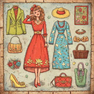 Balloon Orchard style, Midjourney V7: haute-couture fashion outfit