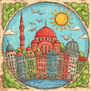 Balloon Orchard style, Midjourney V7: bold minimalist logo design for Istanbul city municipal services
