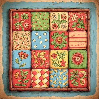 Balloon Orchard style, Midjourney V7: creative pattern composition