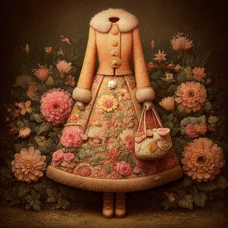 Gorgon Gavotte style, Midjourney V7: haute-couture fashion outfit