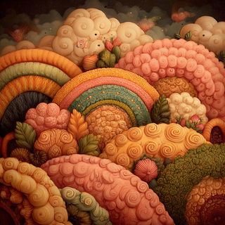 Gorgon Gavotte style, Midjourney V7: creative pattern composition