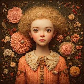 Gorgon Gavotte style, Midjourney V7: photographic portrait of female protagonist