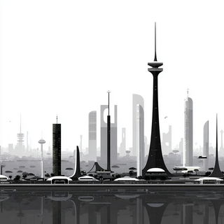 Circlebar Ink Doctrine style, Midjourney V7: megacity with futuristic bioarchitecture