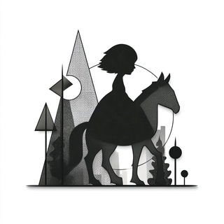 Circlebar Ink Doctrine style, Midjourney V7: retro fairy-tale illustration