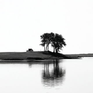 Castleglyph style, Midjourney V7: realistic landscape photograph of quiet dawn