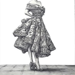 Hyphal Mountain Reverberation style, Midjourney V7: haute-couture fashion outfit