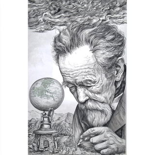 Hyphal Mountain Reverberation style, Midjourney V7: editorial illustration for popular scientific magazine cover
