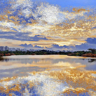 Floramandala style, Midjourney V7: realistic landscape photograph of quiet dawn