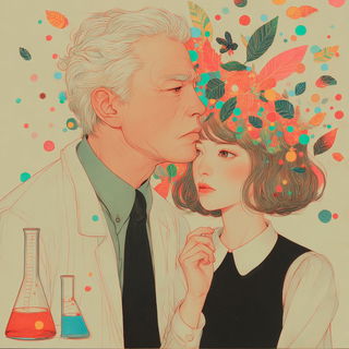 Petalwire Ukiyochrome style, Midjourney V7: editorial illustration for popular scientific magazine cover