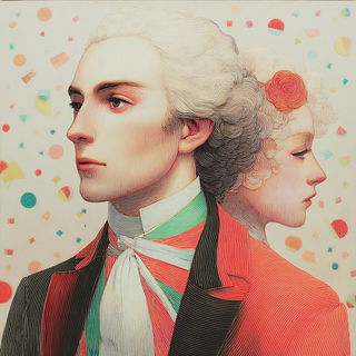 Petalwire Ukiyochrome style, Midjourney V7: classical 18th-century oil painting