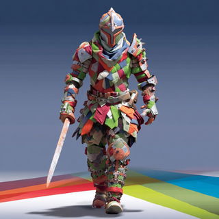 Lacquered Facet Terraces style, Midjourney V7: concept art character design of retropunk steam knight