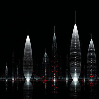 Kilnblack Parametrics style, Midjourney V7: megacity with futuristic bioarchitecture