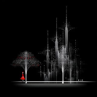 Kilnblack Parametrics style, Midjourney V7: retro fairy-tale illustration