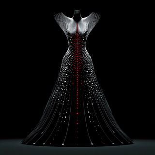 Kilnblack Parametrics style, Midjourney V7: haute-couture fashion outfit