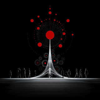 Kilnblack Parametrics style, Midjourney V7: editorial illustration for popular scientific magazine cover