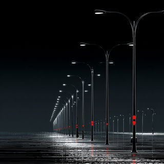 Kilnblack Parametrics style, Midjourney V7: realistic landscape photograph of quiet dawn