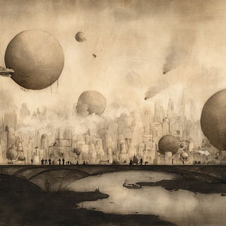 Gilded Sepia Verticals style, Midjourney V7: megacity with futuristic bioarchitecture