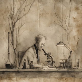 Gilded Sepia Verticals style, Midjourney V7: editorial illustration for popular scientific magazine cover