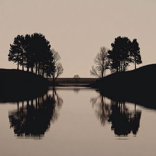 Spirelace style, Midjourney V7: realistic landscape photograph of quiet dawn