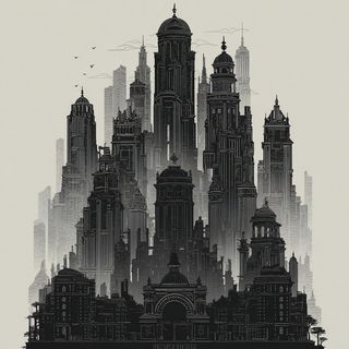 Gothicrosia style, Midjourney V7: megacity with futuristic bioarchitecture