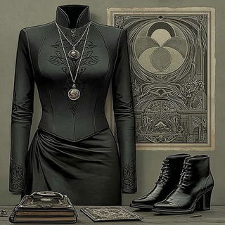 Gothicrosia style, Midjourney V7: haute-couture fashion outfit