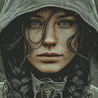 Gothicrosia style, Midjourney V7: photographic portrait of female protagonist