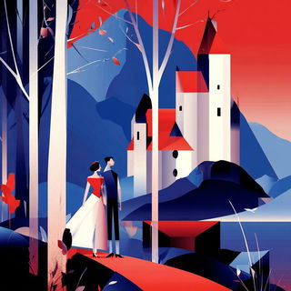 Tufa Facade League style, Midjourney V7: retro fairy-tale illustration