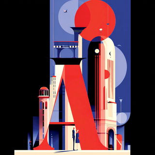 Tufa Facade League style, Midjourney V7: typographic composition with large letters