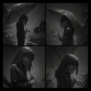 Mechanochromia style, Midjourney V7: black-and-white manga comic strip