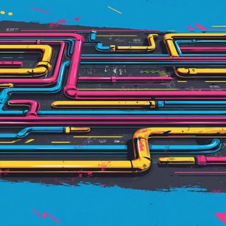 Mechanochromia style, Midjourney V7: technical infrastructure blueprint schematics