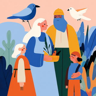 Flatface Billboard Folk style, Midjourney V7: traditional folk art