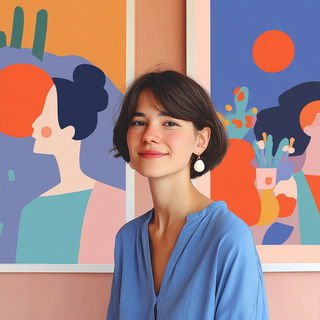 Flatface Billboard Folk style, Midjourney V7: photographic portrait of female protagonist