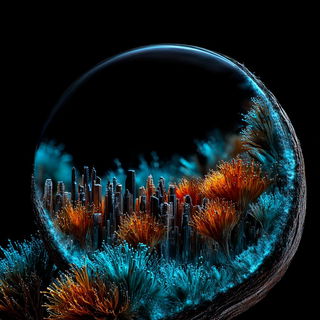 Biolumifur style, Midjourney V7: megacity with futuristic bioarchitecture