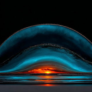 Biolumifur style, Midjourney V7: realistic landscape photograph of quiet dawn