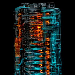 Biolumifur style, Midjourney V7: technical infrastructure blueprint schematics