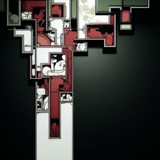 Kumiko Mountain Procession style, Midjourney V7: abstract 3D render