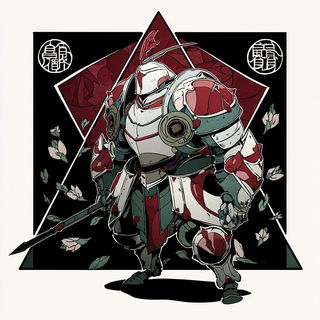Kumiko Mountain Procession style, Midjourney V7: concept art character design of retropunk steam knight
