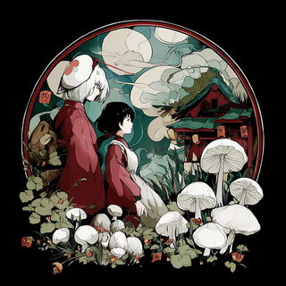 Kumiko Mountain Procession style, Midjourney V7: retro fairy-tale illustration