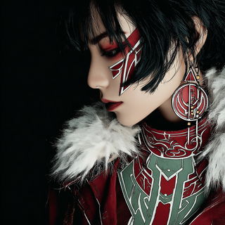 Kumiko Mountain Procession style, Midjourney V7: photographic portrait of female protagonist