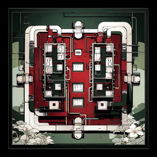 Kumiko Mountain Procession style, Midjourney V7: technical infrastructure blueprint schematics