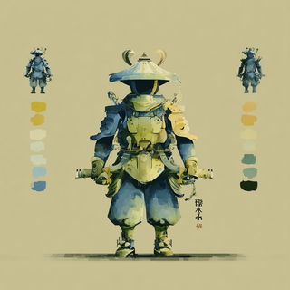 Washgorge style, Midjourney V7: concept art character design of retropunk steam knight