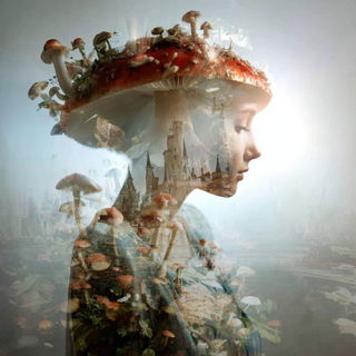 Terracotta Refractionism style, Midjourney V7: retro fairy-tale illustration