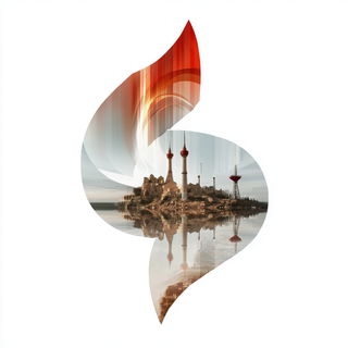Terracotta Refractionism style, Midjourney V7: bold minimalist logo design for Istanbul city municipal services