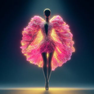 Petalfront style, Midjourney V7: haute-couture fashion outfit
