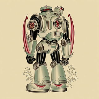 Tattooeglyphic style, Midjourney V7: concept art character design of retropunk steam knight