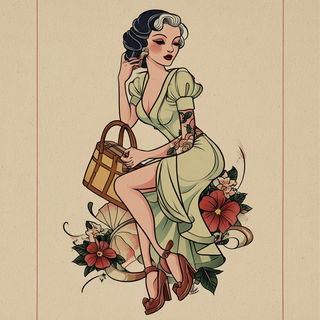 Tattooeglyphic style, Midjourney V7: haute-couture fashion outfit