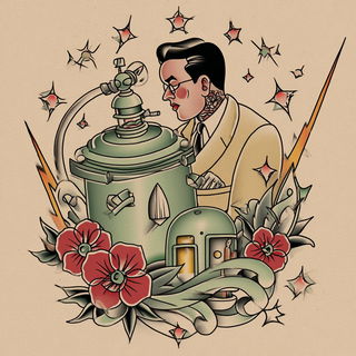 Tattooeglyphic style, Midjourney V7: editorial illustration for popular scientific magazine cover
