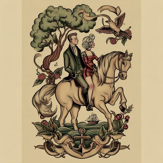 Tattooeglyphic style, Midjourney V7: classical 18th-century oil painting