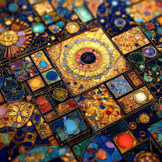 Operatic Mosaic style, Midjourney V7: abstract 3D render
