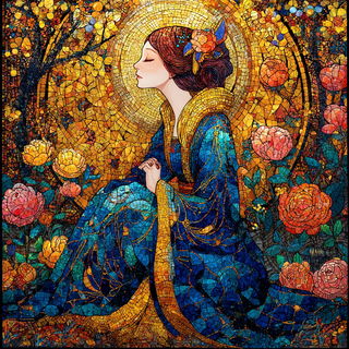 Operatic Mosaic style, Midjourney V7: retro fairy-tale illustration